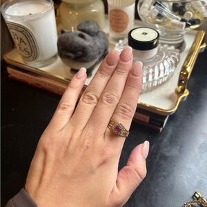 Elegant Gold Ring with Pink Stone